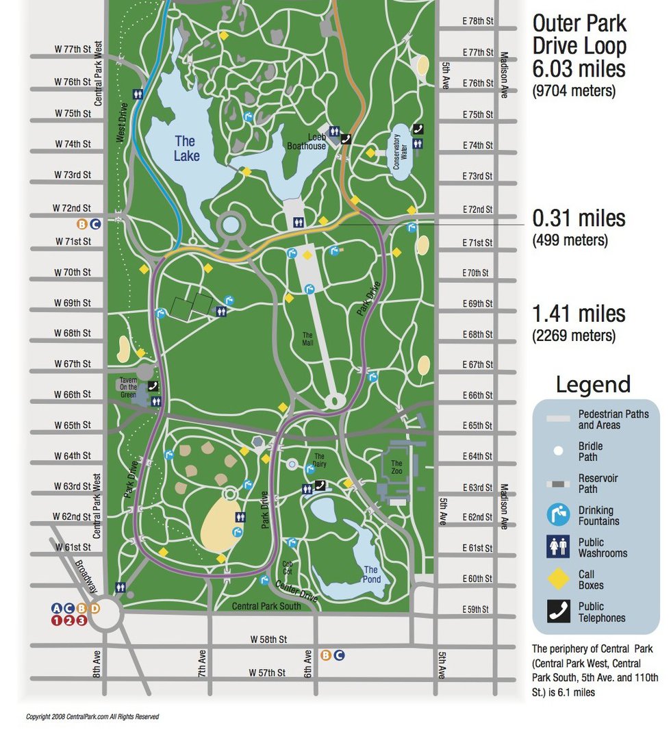 Central Park Running Map