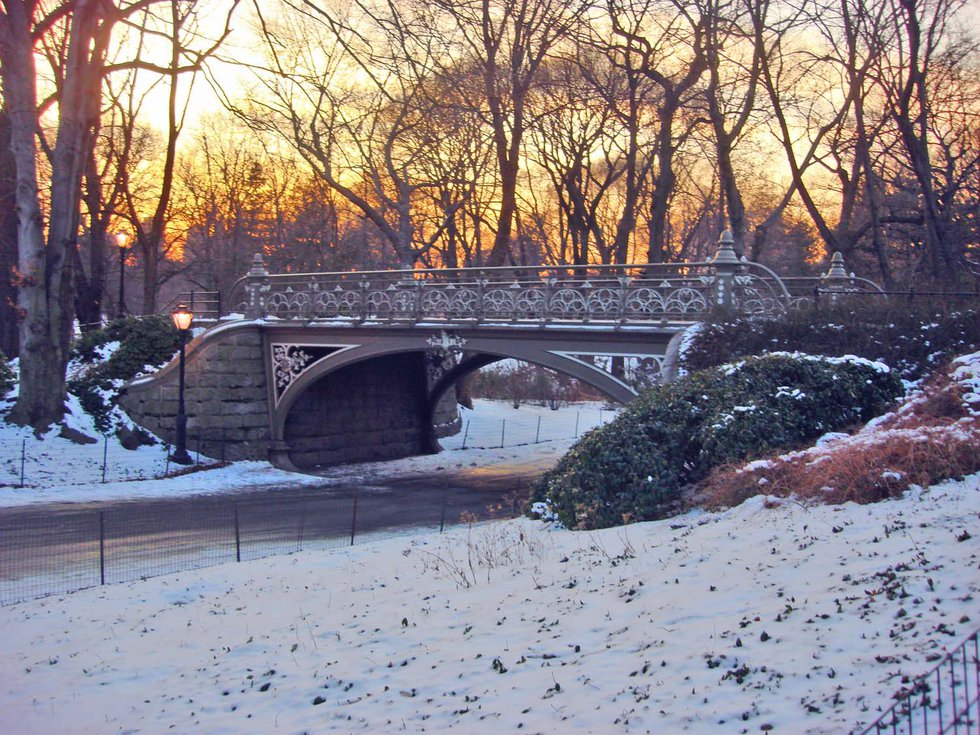 Central Park Bridge at Sunset.